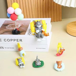 Mô Hình Mèo Đuổi Chuột Hoạt Hình Dễ Thương Trang Trí Taplo Ô Tô Bàn Làm Việc