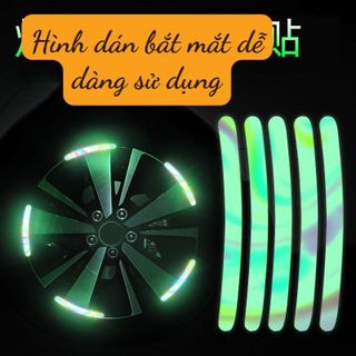 Miếng dán phản quang 7 màu set 20 miếng độc đáo dùng để trang trí bánh xe ô tô phụ kiện ô tô Mộc Lan