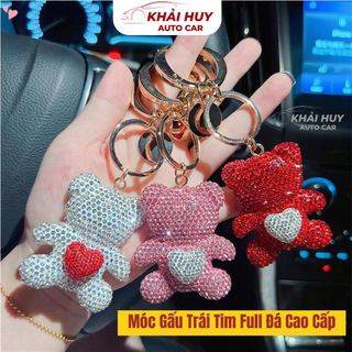 Móc Khóa Hình Gấu Đính Đá Dễ Thương - Móc Gấu Trái Tim Full Đá khaihuyauto