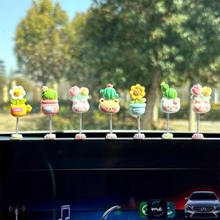 SET 7 Cây Xương Rồng Lắc Lư Trang Trí Xe, Bàn Làm Việc, Bàn Học... Khaihuyauto
