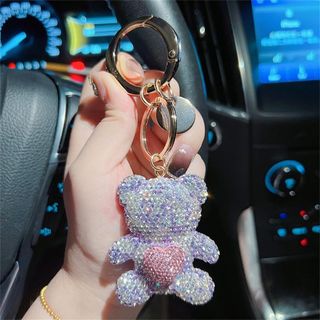 Móc Khóa Hình Gấu Đính Đá Dễ Thương - Móc Gấu Trái Tim Full Đá khaihuyauto
