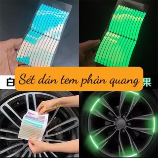 Miếng dán phản quang 7 màu set 20 miếng độc đáo dùng để trang trí bánh xe ô tô phụ kiện ô tô Mộc Lan