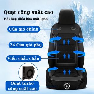 Lót ghế ô tô có quạt thông gió 3 chế độ - 24 lỗ thông gió - dùng nguồn 12/24V bảo hành 12 tháng