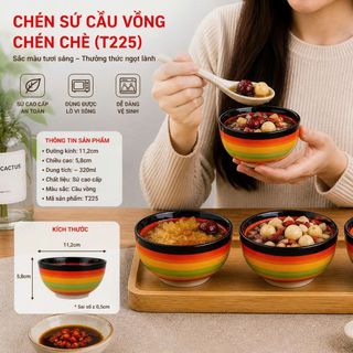 CHÉN SỨ CẦU VỒNG CHÉN CHÈ (T225)