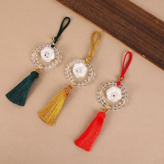 Dây Treo Nội Thất Trang Trí Gương Chiếu Hậu Xe Hơi Hình Đài Sen Đá Pha Lê - Khánh Liên Hoa Vòng Hạt Trong Suốt