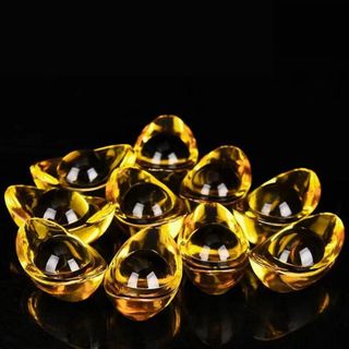 Viên Thỏi Vàng Thuỷ Tinh Trong Suốt 1cm Decor Trang Trí Tiểu Cảnh, Phòng Khách, Ban Thờ, Taplo Ô Tô