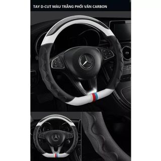 Bọc Vô Lăng Ô Tô D-Cut Cho Xe Kia Seltol, Suzuki XL7 - MG5 - ZS - Vinfast VF5 vân carbon thể thao 3 sọc
