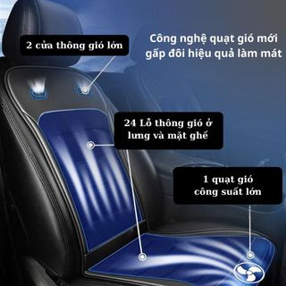 Lót ghế ô tô có quạt thông gió 3 chế độ - 24 lỗ thông gió - dùng nguồn 12/24V bảo hành 12 tháng