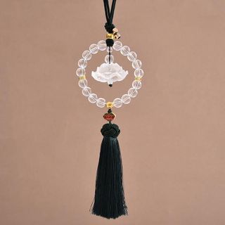 Dây Treo Nội Thất Trang Trí Gương Chiếu Hậu Xe Hơi Hình Đài Sen Đá Pha Lê - Khánh Liên Hoa Vòng Hạt Trong Suốt