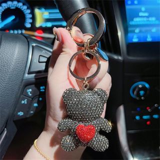 Móc Khóa Hình Gấu Đính Đá Dễ Thương - Móc Gấu Trái Tim Full Đá khaihuyauto