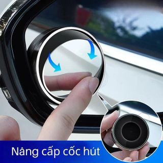 Cặp 2 Gương Cầu Lồi Ô Tô Mini Gắn Kính Hậu Có Đế Hút Chân Không , Xoay 360 Độ Xóa Điểm Mù