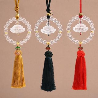 Dây Treo Nội Thất Trang Trí Gương Chiếu Hậu Xe Hơi Hình Đài Sen Đá Pha Lê - Khánh Liên Hoa Vòng Hạt Trong Suốt