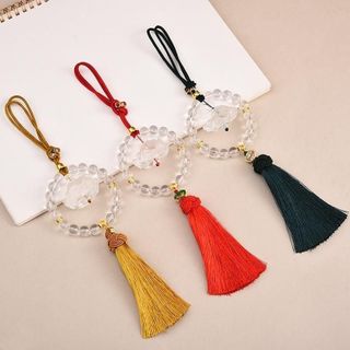Dây Treo Nội Thất Trang Trí Gương Chiếu Hậu Xe Hơi Hình Đài Sen Đá Pha Lê - Khánh Liên Hoa Vòng Hạt Trong Suốt