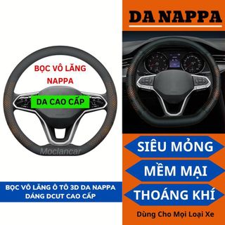 Bọc Vô Lăng Ô Tô 3D Da Nappa Dáng DCut Cao Cấp Siêu Mỏng Và Thoáng Khí Dùng Cho Mọi Loại Xe