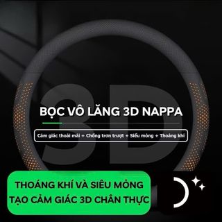 Bọc Vô Lăng Ô Tô 3D Da Nappa Dáng DCut Cao Cấp Siêu Mỏng Và Thoáng Khí Dùng Cho Mọi Loại Xe