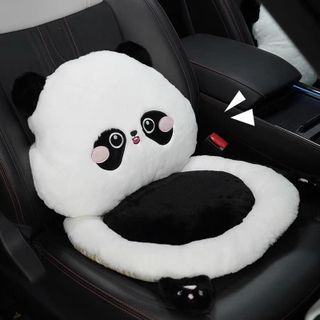 Bộ Gối Tựa Đầu Tựa Lưng Đệm Ghế Ô TÔ Nâng Chiều Cao Gấu Trúc Panda Lông Thỏ Dễ Thương Cao Su