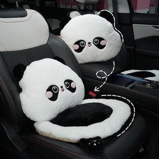 Bộ Gối Tựa Đầu Tựa Lưng Đệm Ghế Ô TÔ Nâng Chiều Cao Gấu Trúc Panda Lông Thỏ Dễ Thương Cao Su