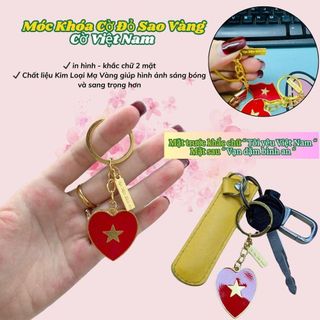 Móc Khóa Cờ Đỏ Sao Vàng - Charm Cờ Đảng Mini - Thẻ Móc Khóa được làm từ Kim loại mạ vàng sắc nét