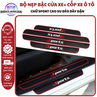 Bộ Nẹp Cao Su Bước Chân và Nẹp Chống Trầy Cốp Sau Ô Tô Logo SPORT Chống Xước Cho Bậc Cửa Nhãn Dán Decal Sticker