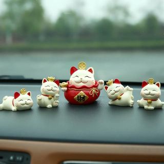 Set Mèo Thần Tài Mang Lại May Mắn -Trang Trí Taplo Ô Tô , Decor Ban Thần Tài,Văn Phòng , Bàn Làm Việc khaihuyauto