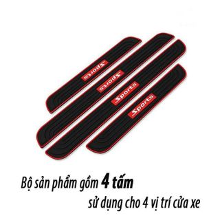 Bộ Nẹp Cao Su Bước Chân và Nẹp Chống Trầy Cốp Sau Ô Tô Logo SPORT Chống Xước Cho Bậc Cửa Nhãn Dán Decal Sticker