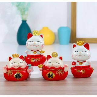Set Mèo Thần Tài Mang Lại May Mắn -Trang Trí Taplo Ô Tô , Decor Ban Thần Tài,Văn Phòng , Bàn Làm Việc khaihuyauto