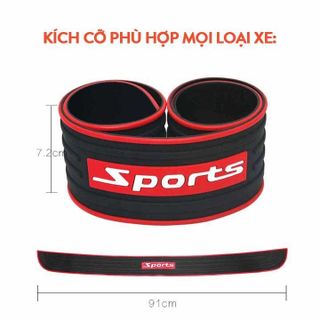 Bộ Nẹp Cao Su Bước Chân và Nẹp Chống Trầy Cốp Sau Ô Tô Logo SPORT Chống Xước Cho Bậc Cửa Nhãn Dán Decal Sticker