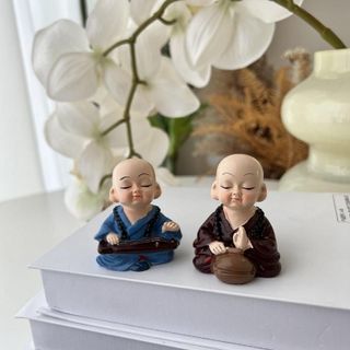 (Cầm Kỳ Thi Hoạ) Bộ Tượng 4 Chú Tiểu Cầm Kì Thi Họa Dễ Thương Trang Trí Bàn Làm Việc Táp Lô Ôto