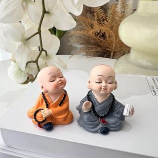 (Cầm Kỳ Thi Hoạ) Bộ Tượng 4 Chú Tiểu Cầm Kì Thi Họa Dễ Thương Trang Trí Bàn Làm Việc Táp Lô Ôto
