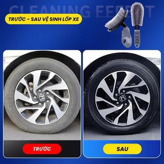 Bàn Chải Cọ Lốp Xe, Chổi Cọ Rửa Bánh Xe Ô Tô Xe Máy Chổi Làm Sạch Lốp Hiệu Quả Cán Chắc Sợi Cước Bền