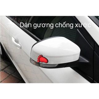 Miếng cao su dán 4 màu chống xước ô tô hình bước chân giúp bảo vệ thân xe,gương khỏi va chạm xước Nhãn Dán Decal Tem