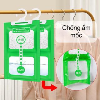 Túi Hút Ẩm, Gói Hút Ẩm Tủ Quần Áo, Tủ Giày 2 Ngăn Chống Ẩm Chống Mốc Có Móc Treo Đa Năng
