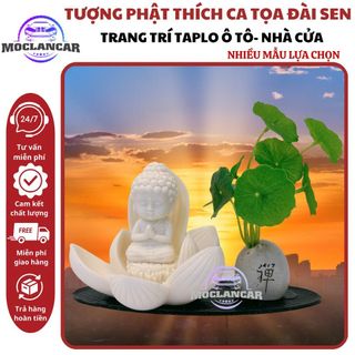 Tượng Như Lai Thích Ca,Quan Âm Bồ Tát Ngồi Đài Sen Màu Trắng –Trang Trí Taplo Ô Tô, Nhà Cửa