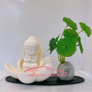 Tượng Như Lai Thích Ca,Quan Âm Bồ Tát Ngồi Đài Sen Màu Trắng –Trang Trí Taplo Ô Tô, Nhà Cửa