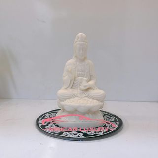 Tượng Như Lai Thích Ca,Quan Âm Bồ Tát Ngồi Đài Sen Màu Trắng –Trang Trí Taplo Ô Tô, Nhà Cửa