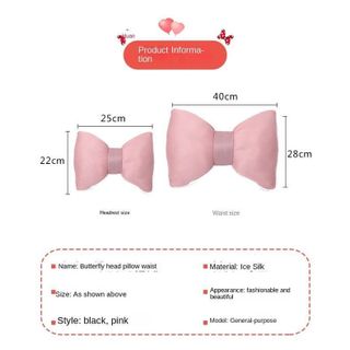 (Decor Mẫu 1) Lót Ghế Mùa Hè 2024 Lót Tản Nhiệt Ô Tô - Gối Tựa Đầu Tựa Lưng Hình Nơ Hồng Dễ Thương – Mộc Lan Car
