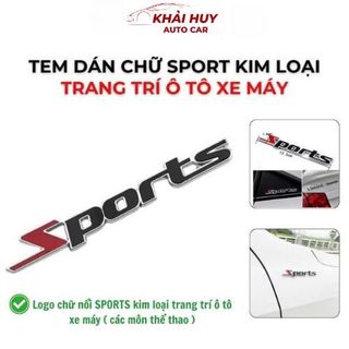 Logo chữ nổi SPORTS kim loại trang trí ô tô xe máy ( các môn thể thao ) Khải Huy Auto Car
