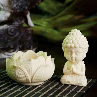 Tượng Như Lai Thích Ca,Quan Âm Bồ Tát Ngồi Đài Sen Màu Trắng –Trang Trí Taplo Ô Tô, Nhà Cửa