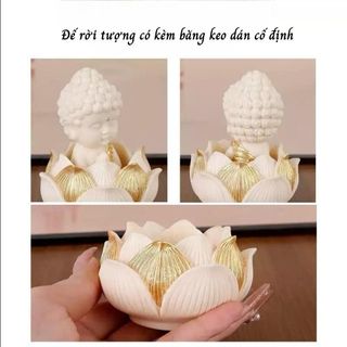 Tượng Như Lai Thích Ca,Quan Âm Bồ Tát Ngồi Đài Sen Màu Trắng –Trang Trí Taplo Ô Tô, Nhà Cửa