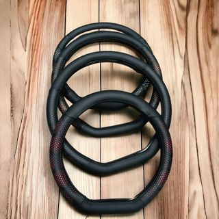 Bọc Vô Lăng Ô Tô 3D Da Nappa D Cut Size 38cm Cho MG Elantra Kia Seltos Suzuki XL7 Màu Đen Trắng Xanh Đỏ Cam Mềm Mịn Thoáng Khí Chống Trơn Trượt