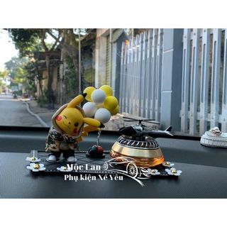 Set Mô Hình Pikachu Kèm Nước Hoa Máy Bay Catpai Năng Lượng Mặt Trời Trang Trí Taplo