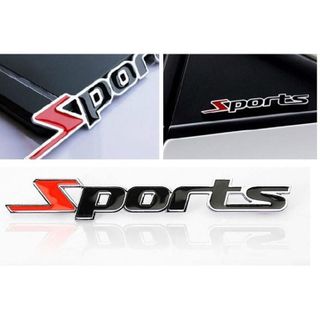 Logo chữ nổi SPORTS kim loại trang trí ô tô xe máy ( các môn thể thao ) Khải Huy Auto Car