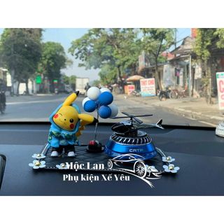 Set Mô Hình Pikachu Kèm Nước Hoa Máy Bay Catpai Năng Lượng Mặt Trời Trang Trí Taplo