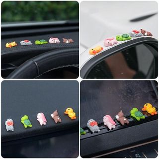 Bộ Mô Hình 6 Con Vật Mini Cute Trang Trí Nội Thất Xe Hơi Chức Năng Gắn Keo Chống Trượt