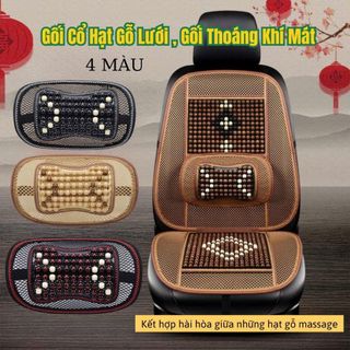 Gối Cổ Hạt Gỗ Lưới , Gối Thoáng Khí Mát Gối Cổ Tử Cung Tựa Đầu Massage Hạt Tựa Đầu Đệm