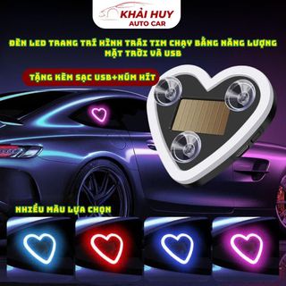 Đèn Led Trang Trí Hình Trái Tim Nhiều Chế Độ Chạy Bằng Năng Lượng Mặt Trời Và Bằng Sạc USB Tặng Kèm Sạc+Núm Hút Khaihuy