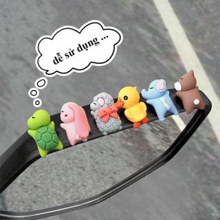 Bộ Mô Hình 6 Con Vật Mini Cute Trang Trí Nội Thất Xe Hơi Chức Năng Gắn Keo Chống Trượt