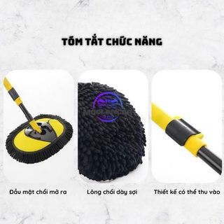 Chổi Rửa Xe San Hô Ô Tô, Lau Kính, Sợi Mềm Điều Chỉnh Được Độ Cong Và Độ Dài Tiện Lợi