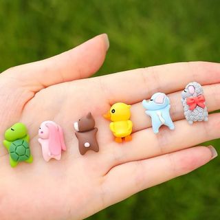 Bộ Mô Hình 6 Con Vật Mini Cute Trang Trí Nội Thất Xe Hơi Chức Năng Gắn Keo Chống Trượt