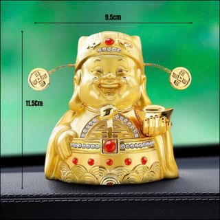 Tượng Thần Tài Mạ Vàng Đính Đá Có Nước Hoa Trang Trí Taplo Ô Tô, Nhà Cửa - Làm Quà Tặng